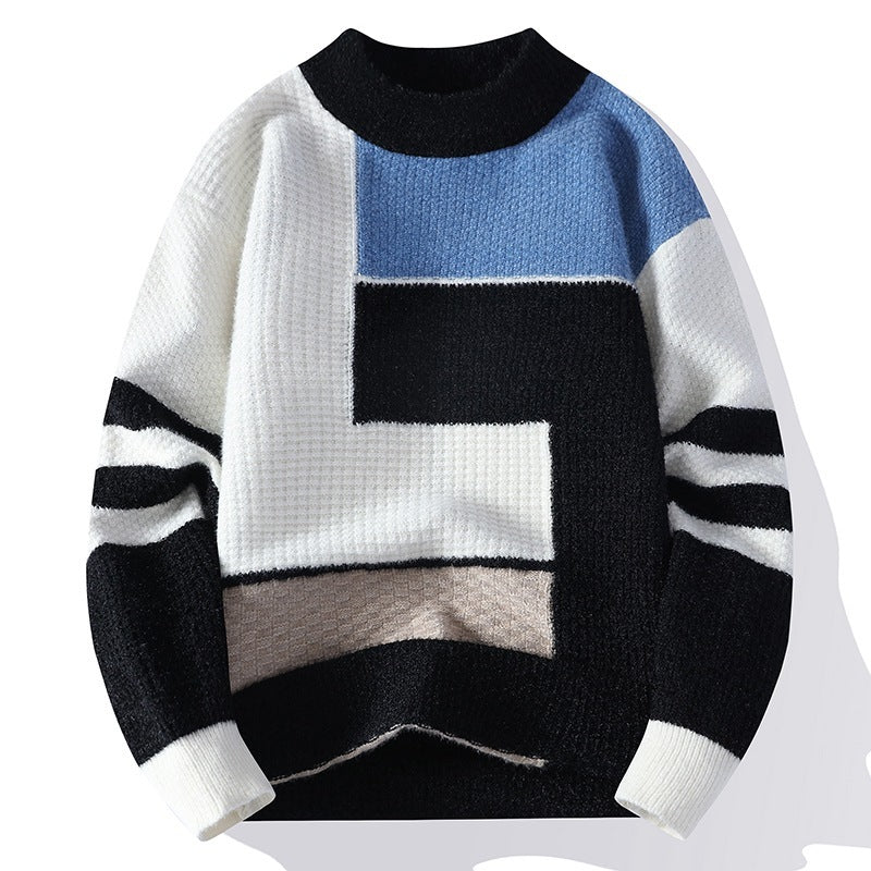 Sweater Men's Fleece-lined Thickened Knitting Bottoming Shirt
