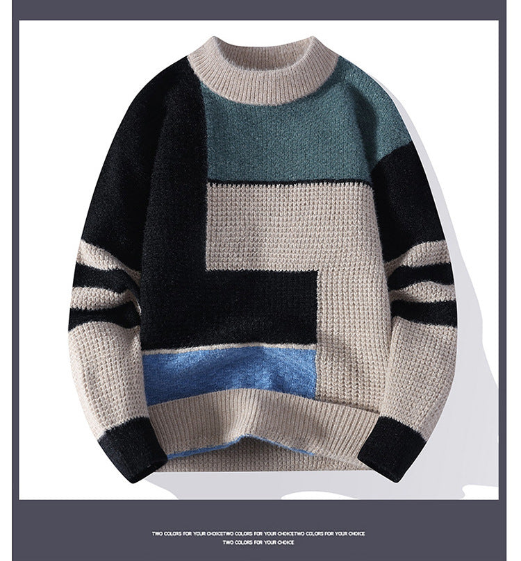 Sweater Men's Fleece-lined Thickened Knitting Bottoming Shirt