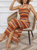 Vestido maxi de malha listrado