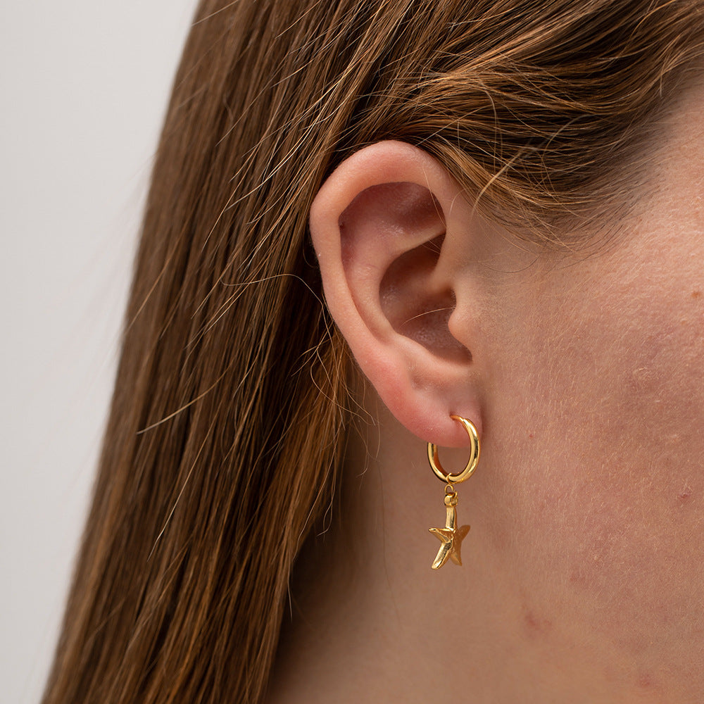Starfish Huggie Hoops