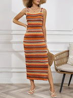 Vestido maxi de malha listrado