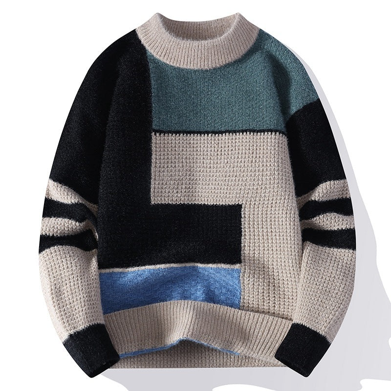 Sweater Men's Fleece-lined Thickened Knitting Bottoming Shirt