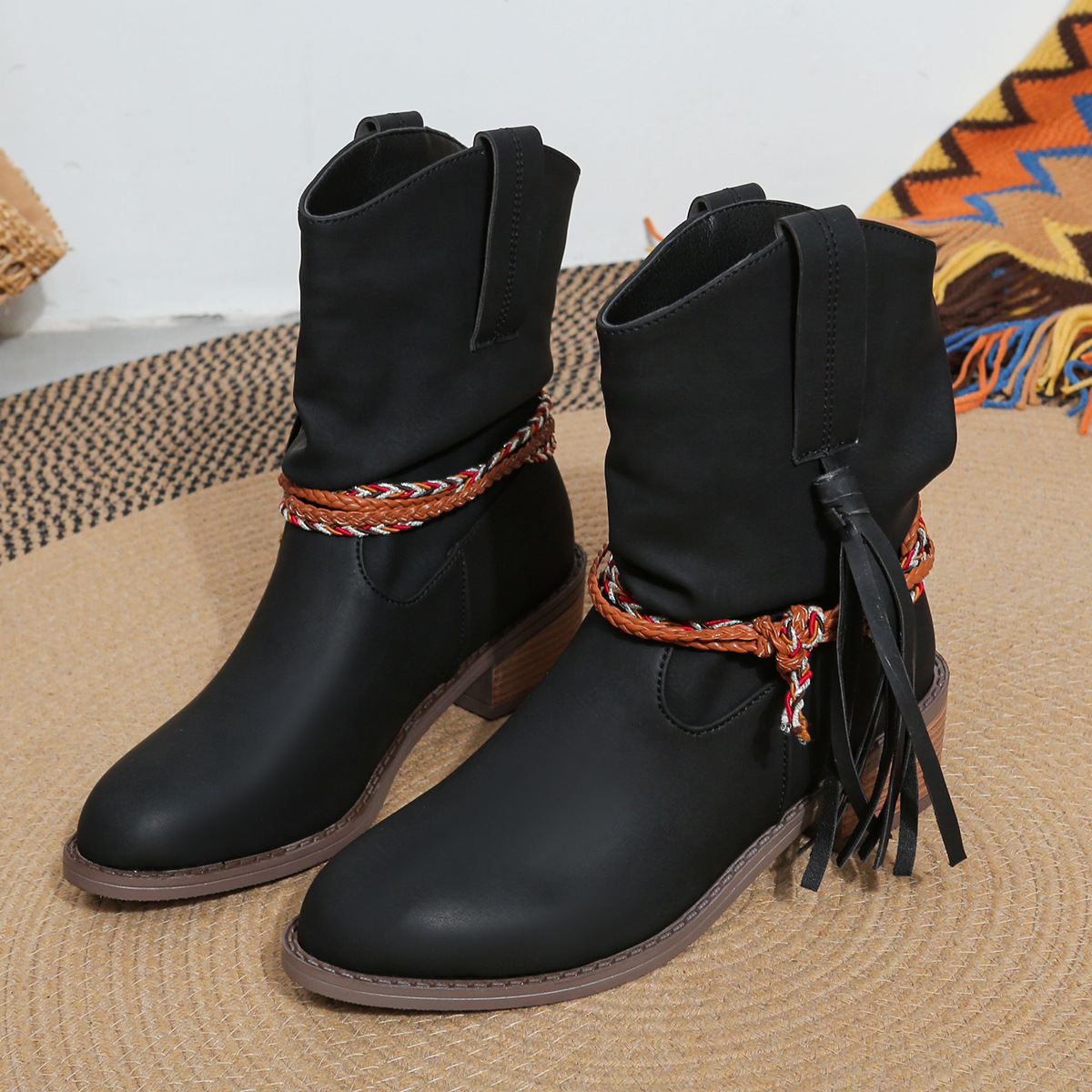 Botas de tobillo de borla de rodeo