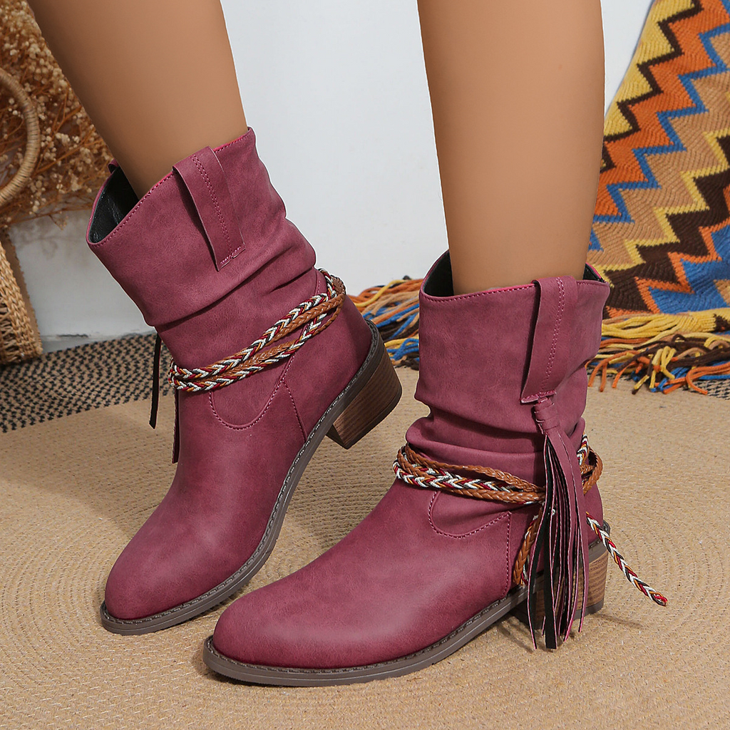 Botas de tobillo de borla de rodeo