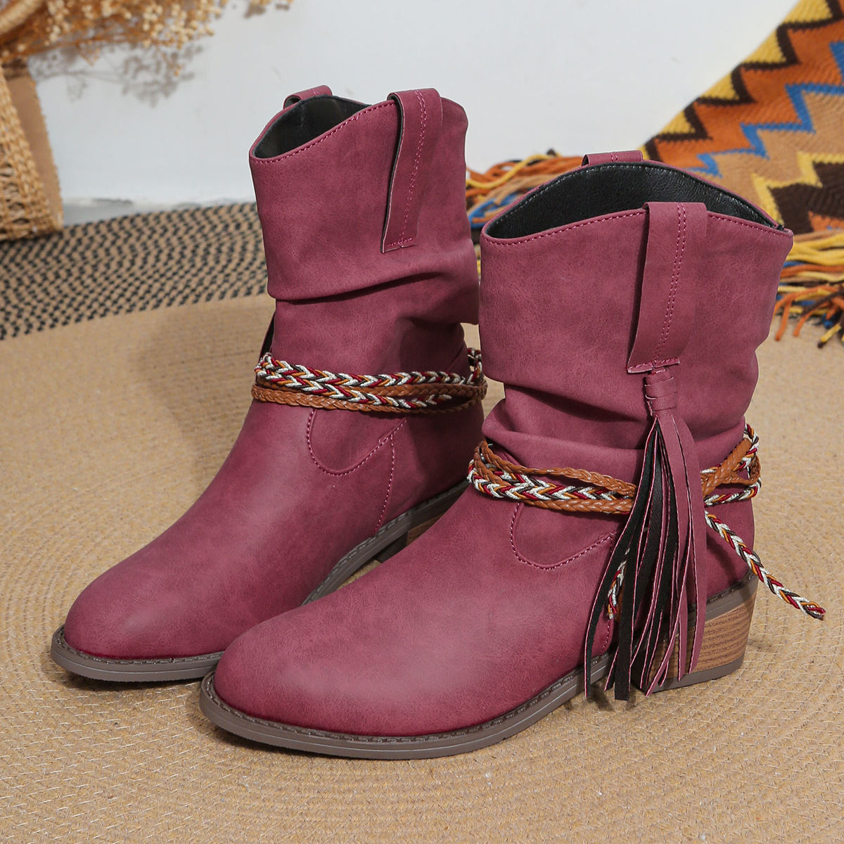 Botas de tobillo de borla de rodeo