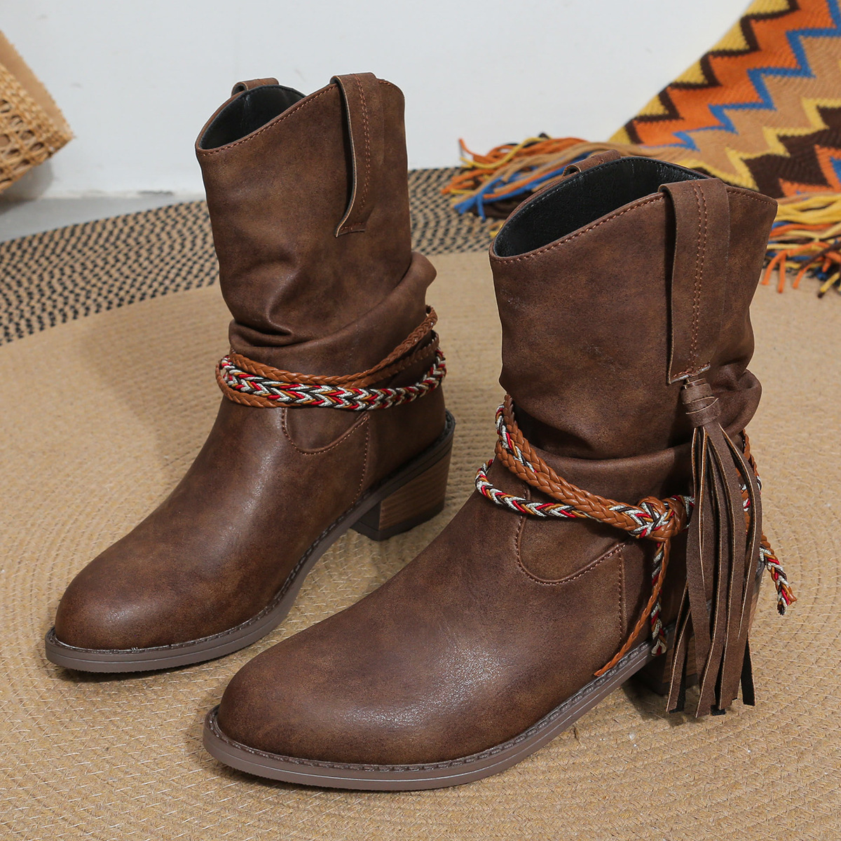 Botas de tobillo de borla de rodeo