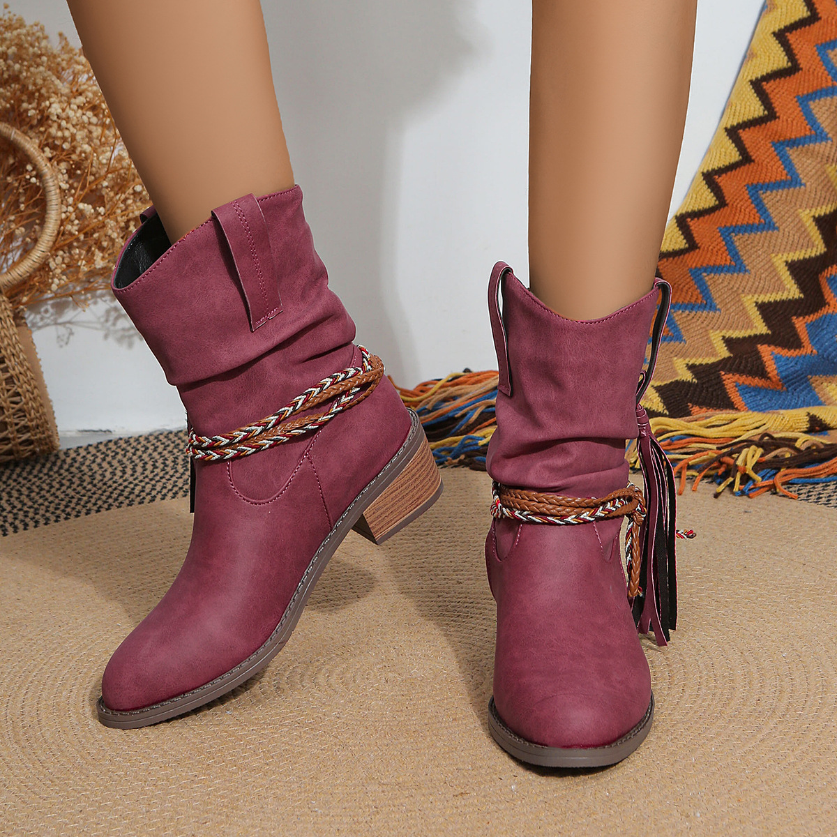 Botas de tobillo de borla de rodeo