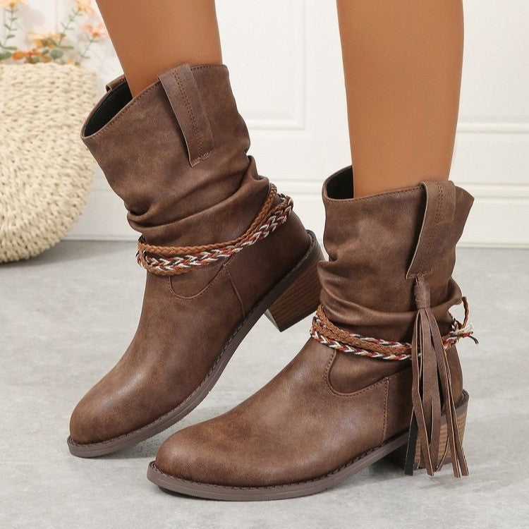 Botas de tobillo de borla de rodeo