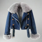 Chaqueta de mezclilla de cuello de piel monroe