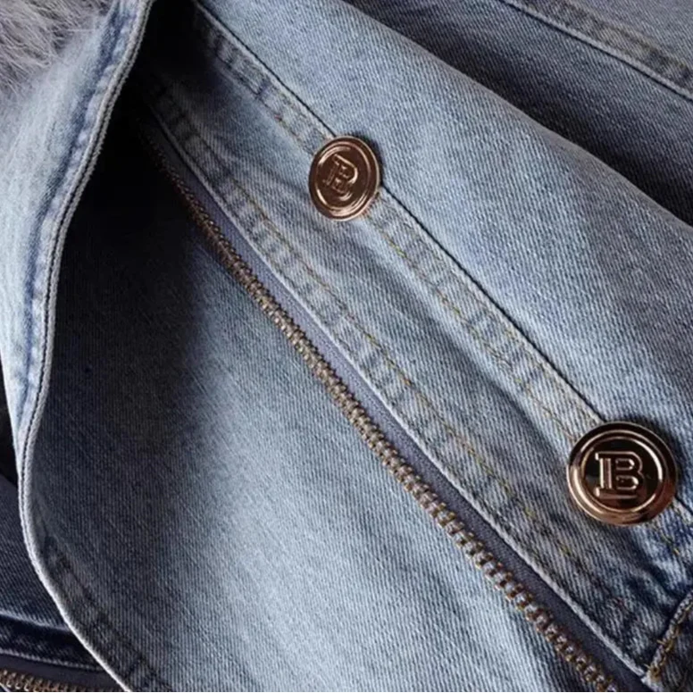 Chaqueta de mezclilla de cuello de piel monroe
