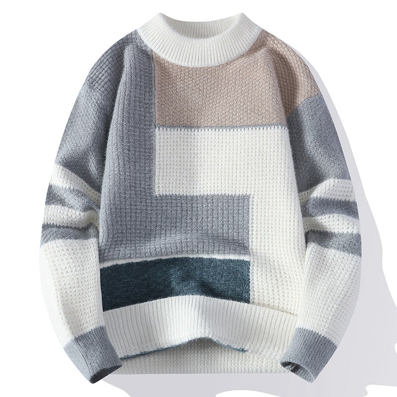 Sweater Men's Fleece-lined Thickened Knitting Bottoming Shirt