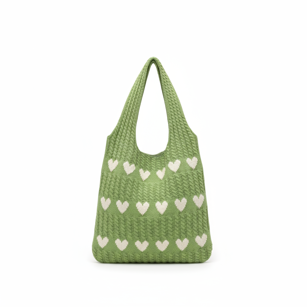 Bolso de corazón tejido