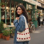 Bolso de corazón tejido