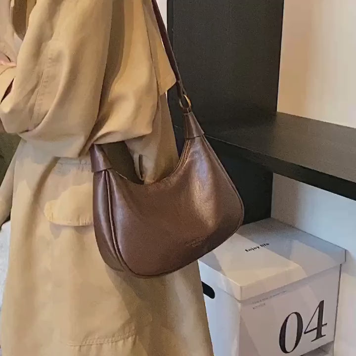 Chic PU Leather Crescent Hobo Bag Travel in Style